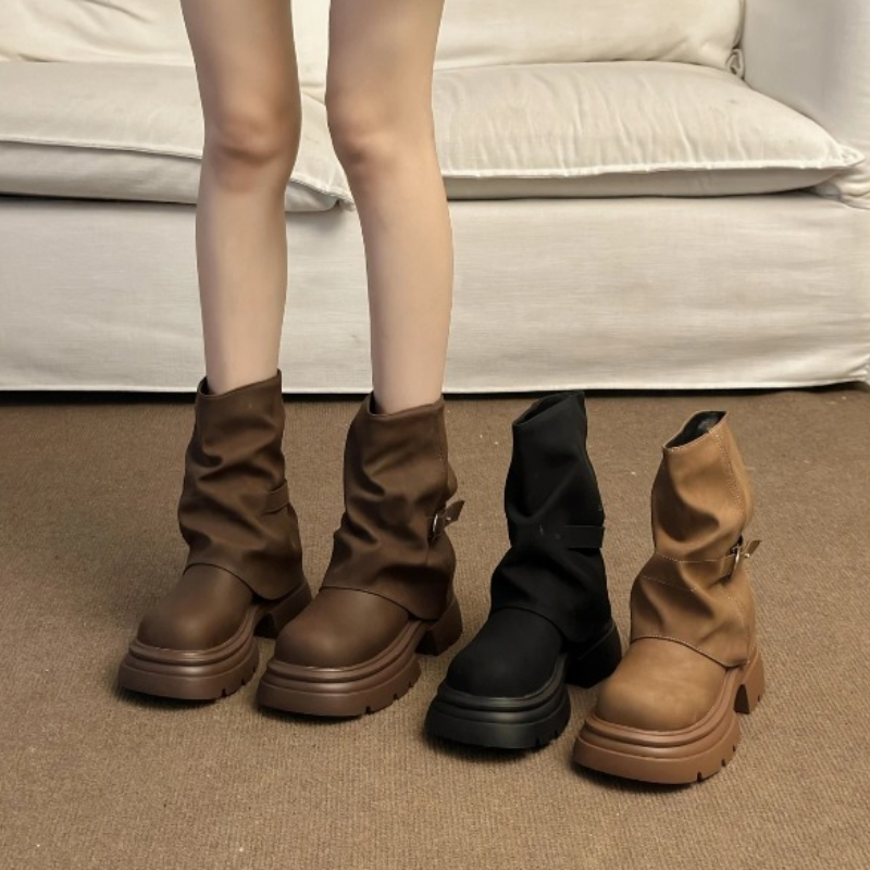 Women's Thick Bottom Boots Bri - Motorcycle Gear Pants 评论和价格